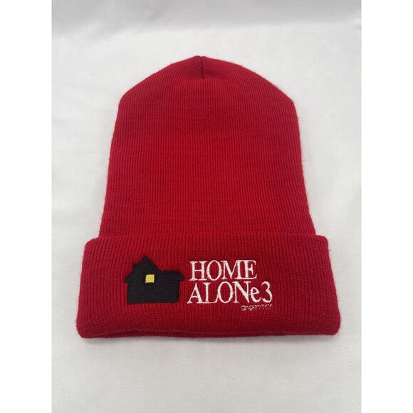 Vintage 1997 Home Alone 3 Movie Promo Beanie Knit Hat Winter Cap Red Comedy - Picture 1 of 6